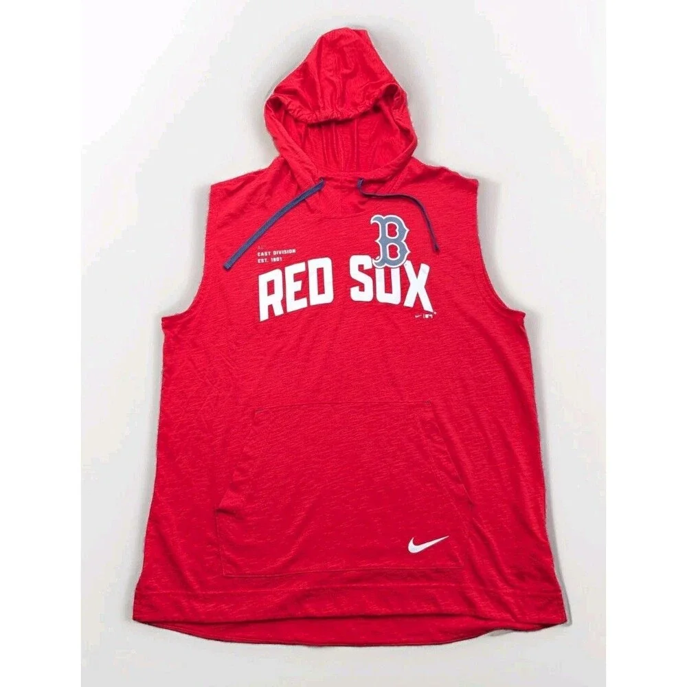 Nike Boston Red Sox Red Genuine Merchandise Sleeveless Hoodie Size XL